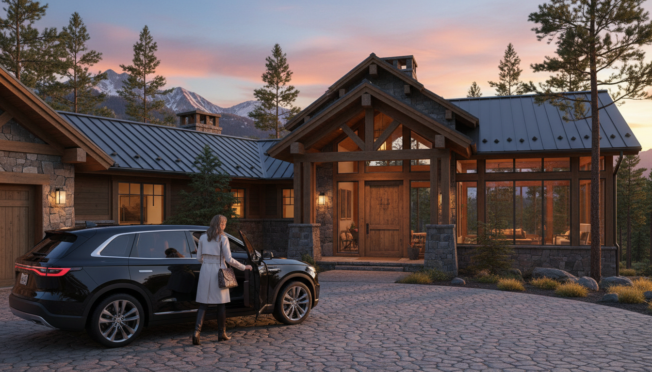 Completed luxury home at night